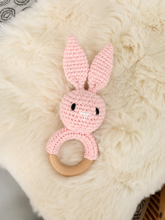 Baby Pink Bunny Crochet Rattle