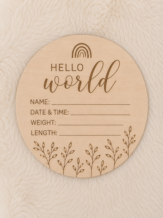 Hello World Birth Announcement Plaque
