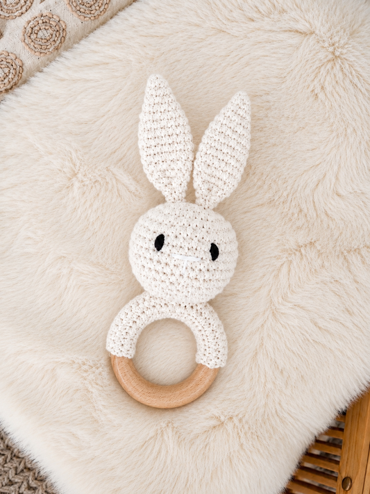 White Bunny Crochet Rattle