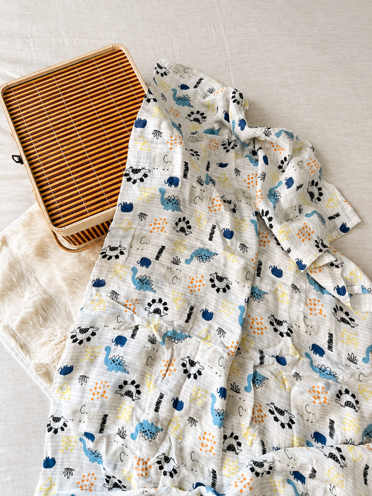 Little Dino Muslin Swaddle