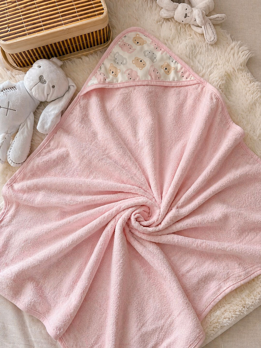 Pink Bear Hooded Towel