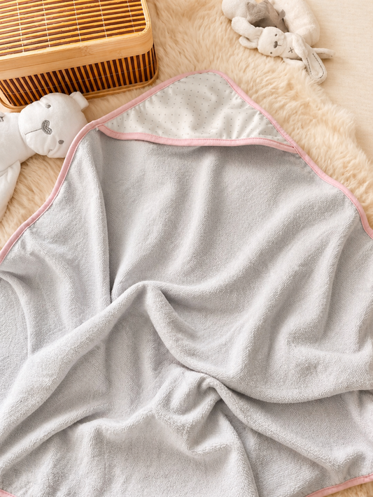 Grey Pink Dot Hooded Towel