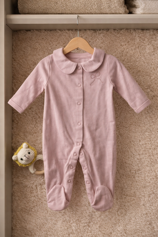 Blush Bow Collar Sleep Suit
