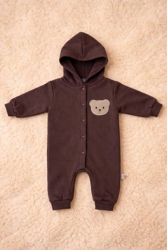 Cocoa Bear Hooded Romper