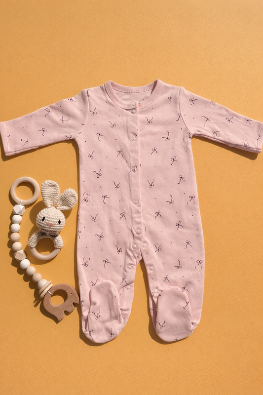 Blush Bow Footed Sleep Suit