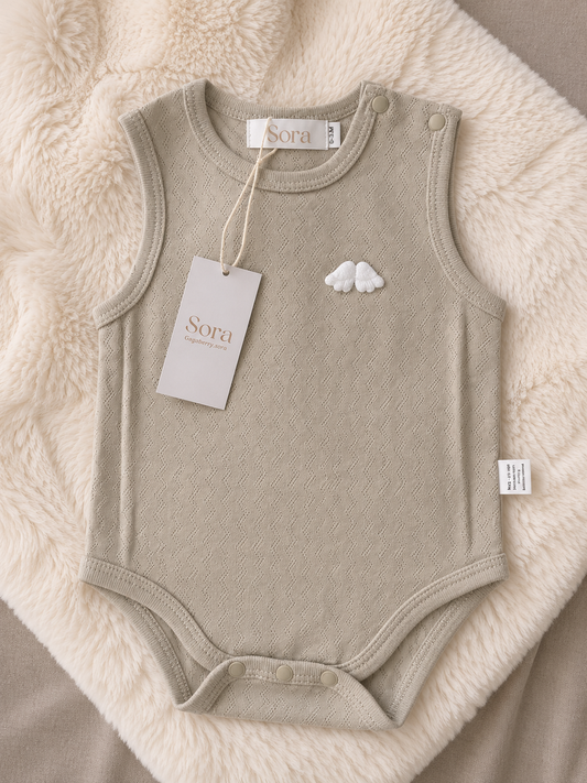 Sage Whisper Sleeveless Baby Bodysuit
