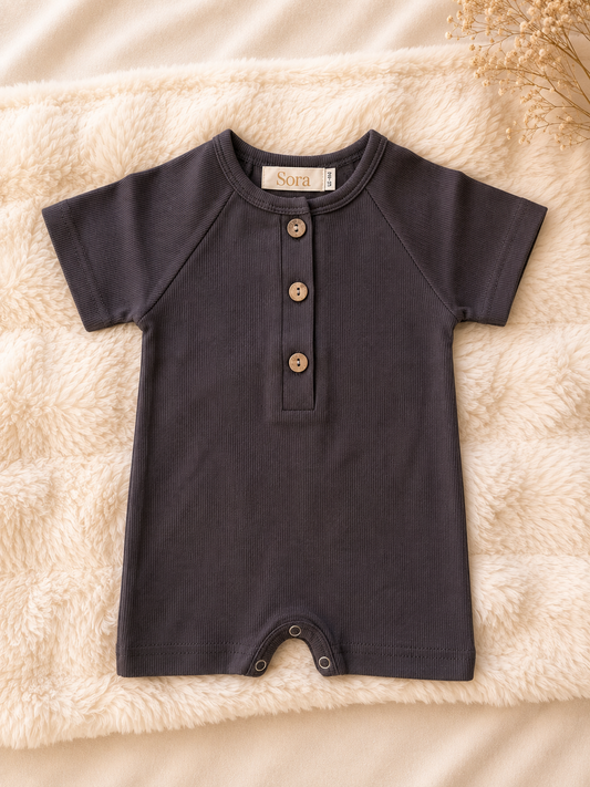 Charcoal Ribbed Romper
