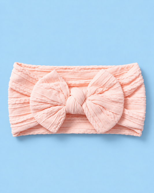 Peach Petal Bow Baby Headband