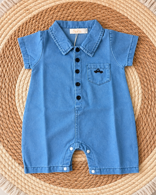 Little Cruiser Blue Collared Romper