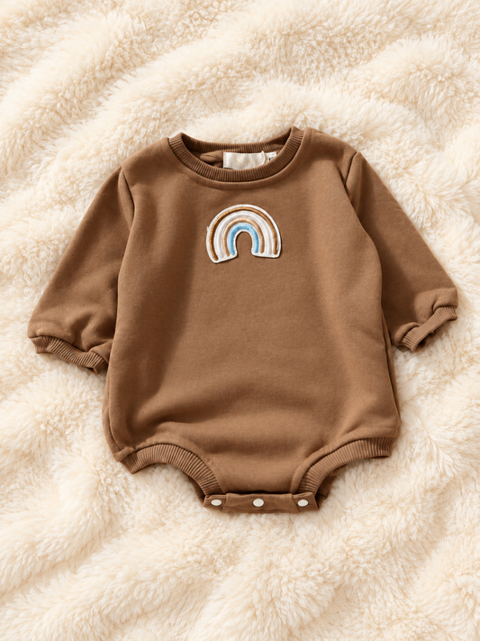 Mocha Rainbow Long-Sleeve Baby Bodysuit