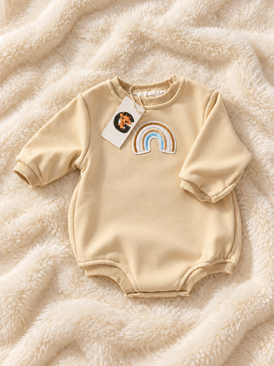 Cream Rainbow Long-Sleeve Baby Bodysuit