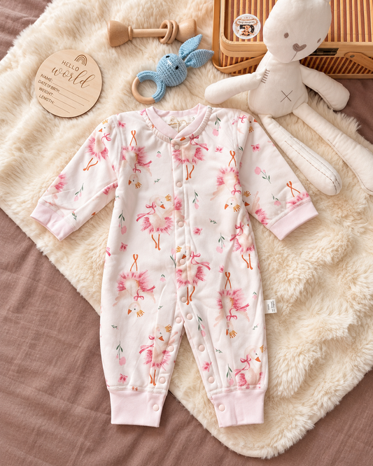 Blush Pink Printed Winter Baby Romper