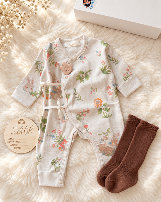 Ivory Floral Newborn Romper