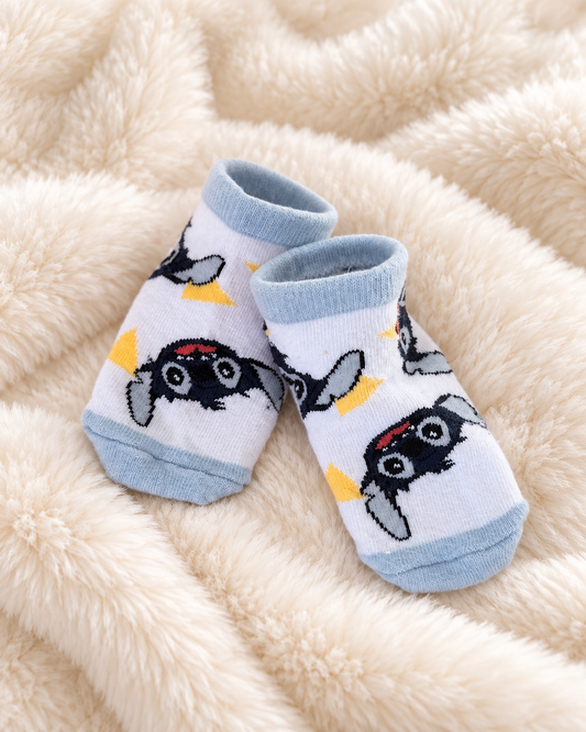 Stitch Print Baby Socks in Blue