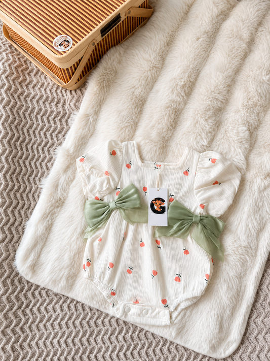 Floral Bow Sleeveless Baby Romper