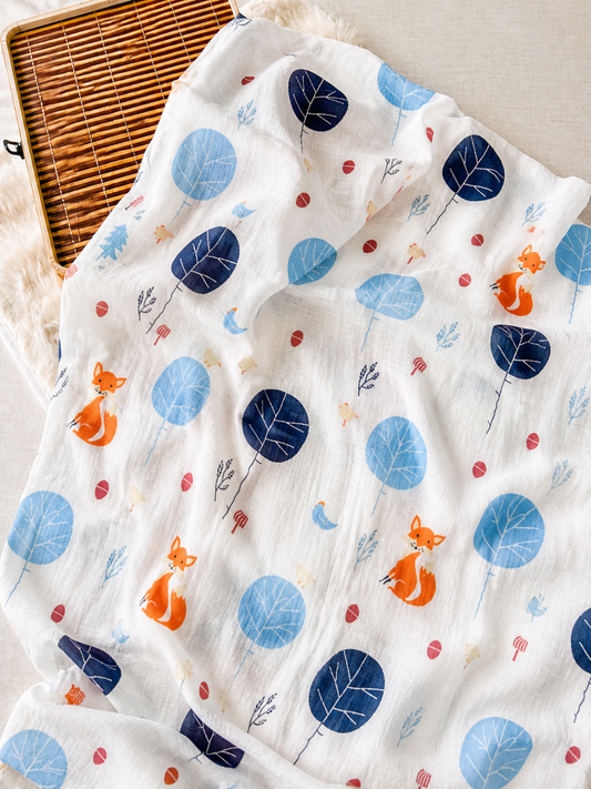 Woodland Fox Muslin Wrap 🦊