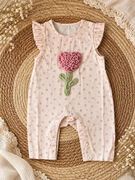 Blush Flower Frill Romper