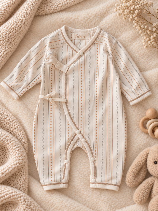 Minimal Stripe Wrap Sleep Suit