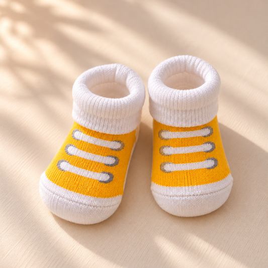Yellow Sneaker-Style Baby Socks
