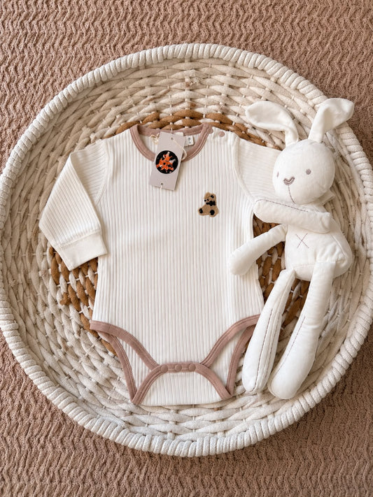 White Romp Long-Sleeve Baby Bodysuit