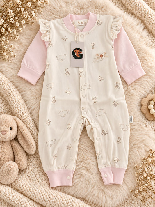 Pink Sleeve Printed Baby Romper