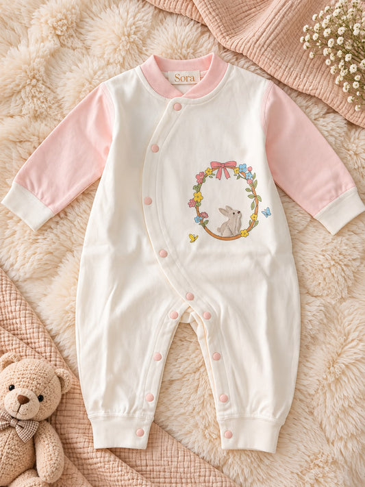 Pink Sleeve Floral Baby Romper