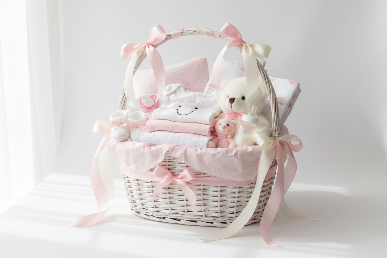 baby girl gift hamper newly born and nicely decorated