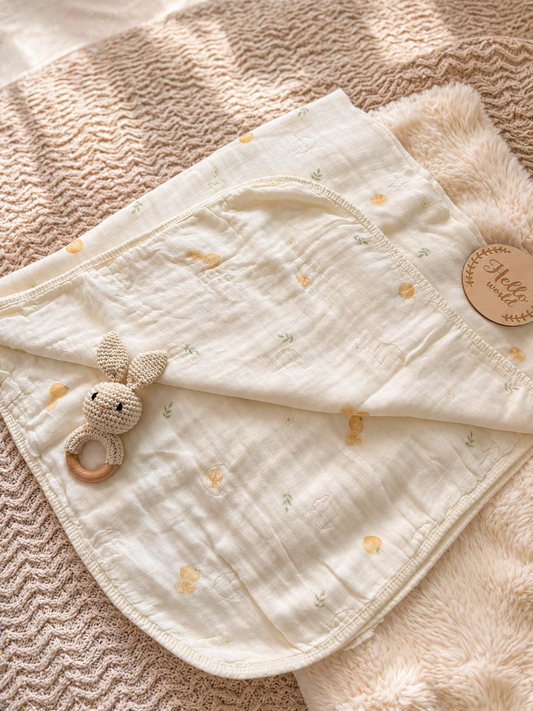 Orange Blossom Bamboo Cotton Blanket